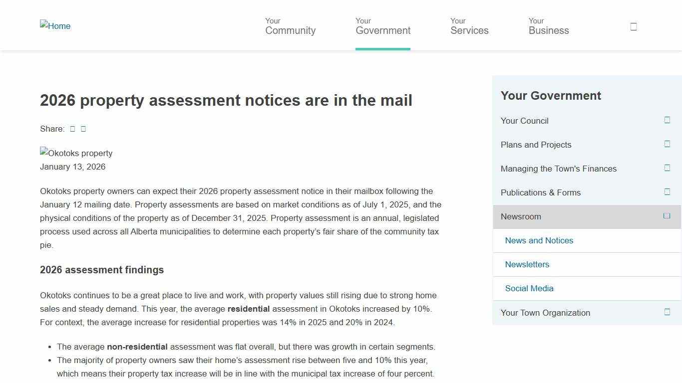 2026 property assessment notices are in the mail The Town of Okotoks